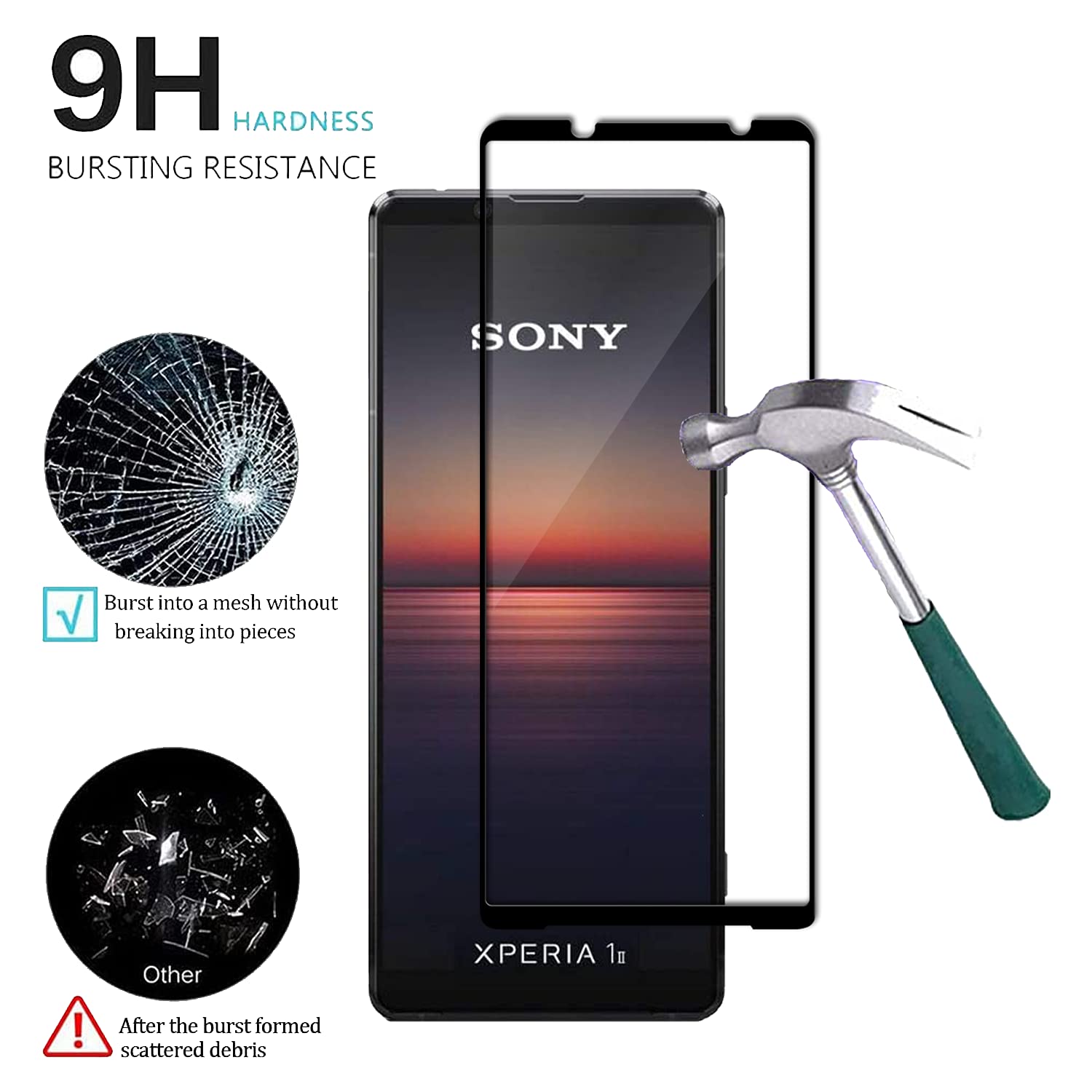 Pellicola Vetro Temperato Moex Per Sony Xperia 1 II &ndash; 2 Pezzi, 9H, Anti Impronte, Trasparente, Con Kit Pulizia