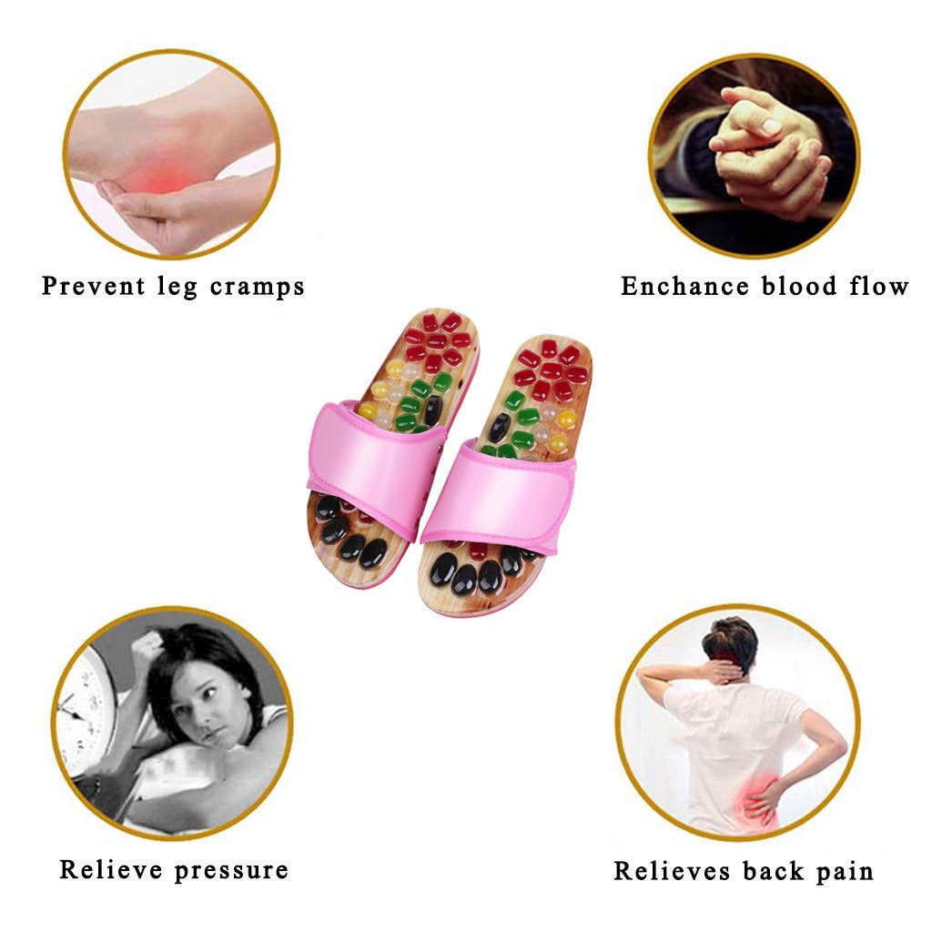 Home Fußmassage Hausschuhe Gesundheitsschuhe mit Jadesteinen Akupressur & Reflexzonenmassage Massagesandalen Massage Fußbett und natürliche Therapie - Stimulierte Druckpunkte