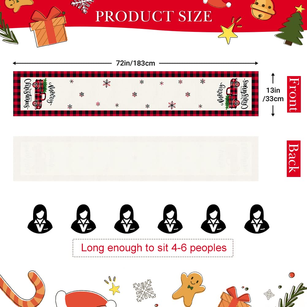 Sungeek Chemin De Table Noël En Lin, Chemin Table Sur Le Thème De Noël Vacances De La Ferme Décoration De Table à Manger De Cuisine, 30 X 180cm (Camion Avec Sapin De