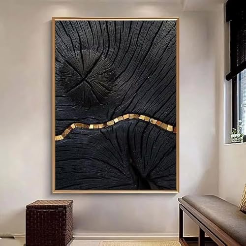 DFZEWKI Abstract Black Golden Wall Art Canvas Living Room Home Decor Wall Art Prints Ideal(50x70cm(20x28in)/No frame)