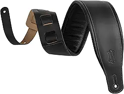 Levy's Leathers Pulseira de couro para guitarra de 7,6 cm de largura com enchimento de espuma e suporte de couro de vestuário