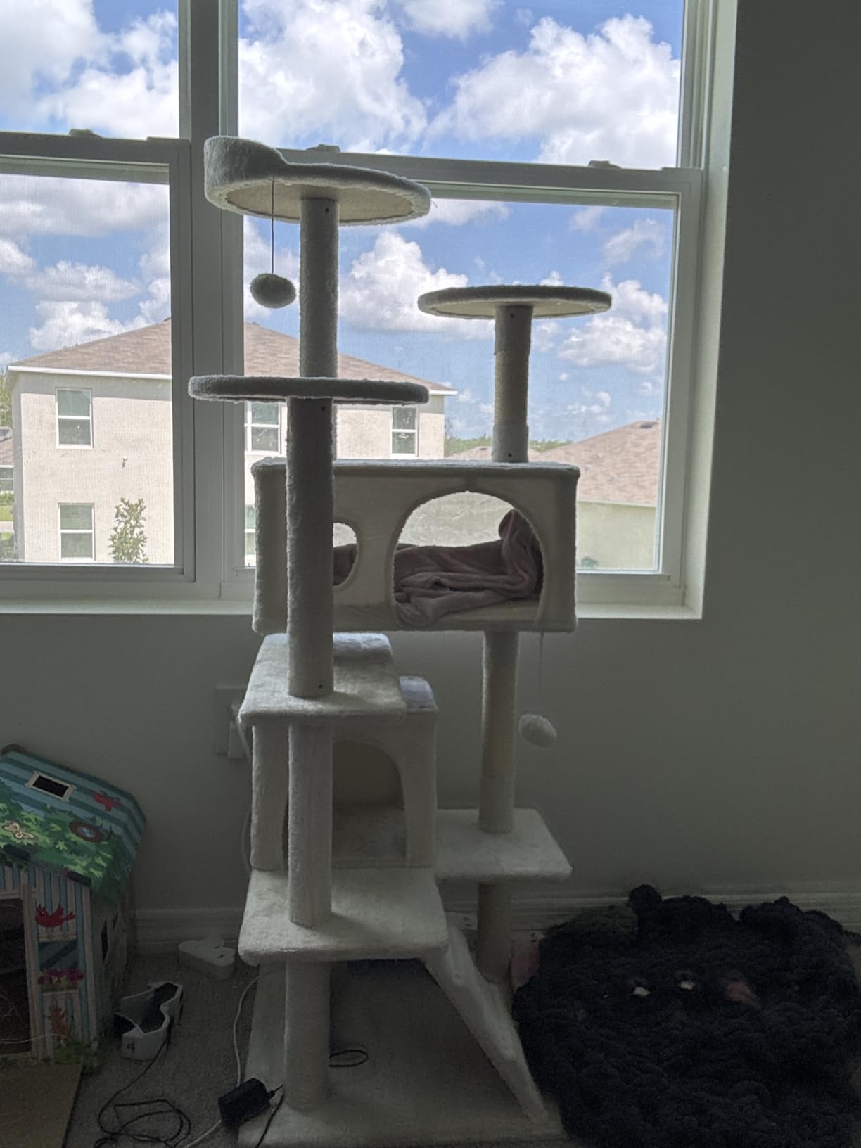 FDW Cat Tree 54in Cat Tower Multi-Level Durable Cat Scratching Post & Cozy Fun Cat Jumping Platform Space Saving Cat Condo Pet Play House for Indoor Cats,Dark Gray photo review