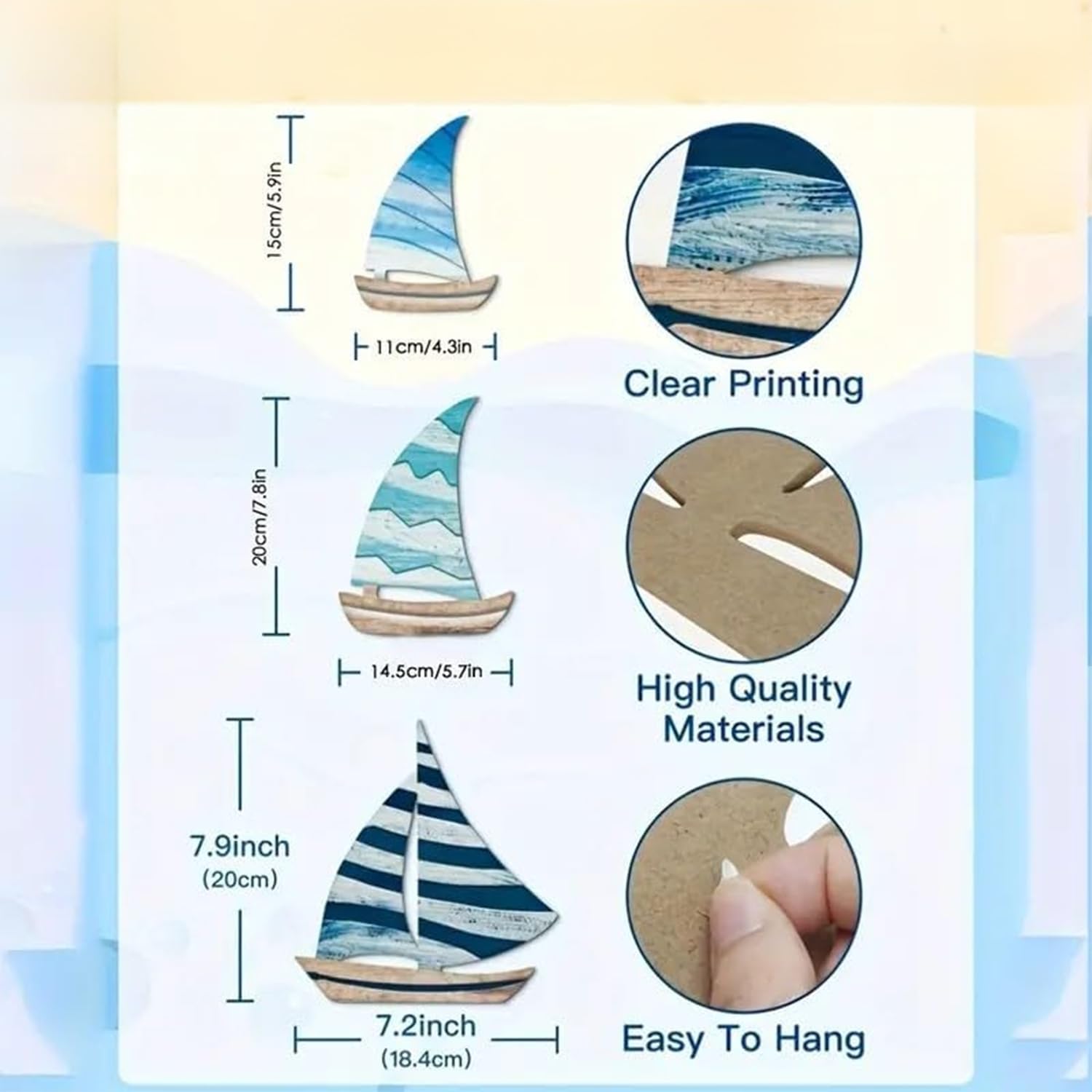 Veemoon 6 barche a vela, modello in legno, con conchiglia, decorazione in legno, stile, barca, per soggiorno, decorazione da tavolo, vetrina, ufficio, scrivania