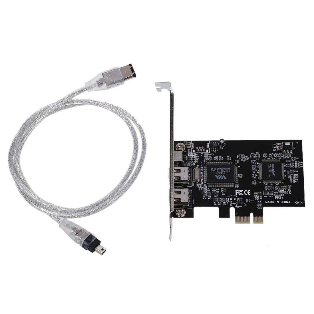 Puerto de la tarjeta 3 regulador de PCI x1 PCI-E FireWire 1394a IEEE1394 para el escritorio