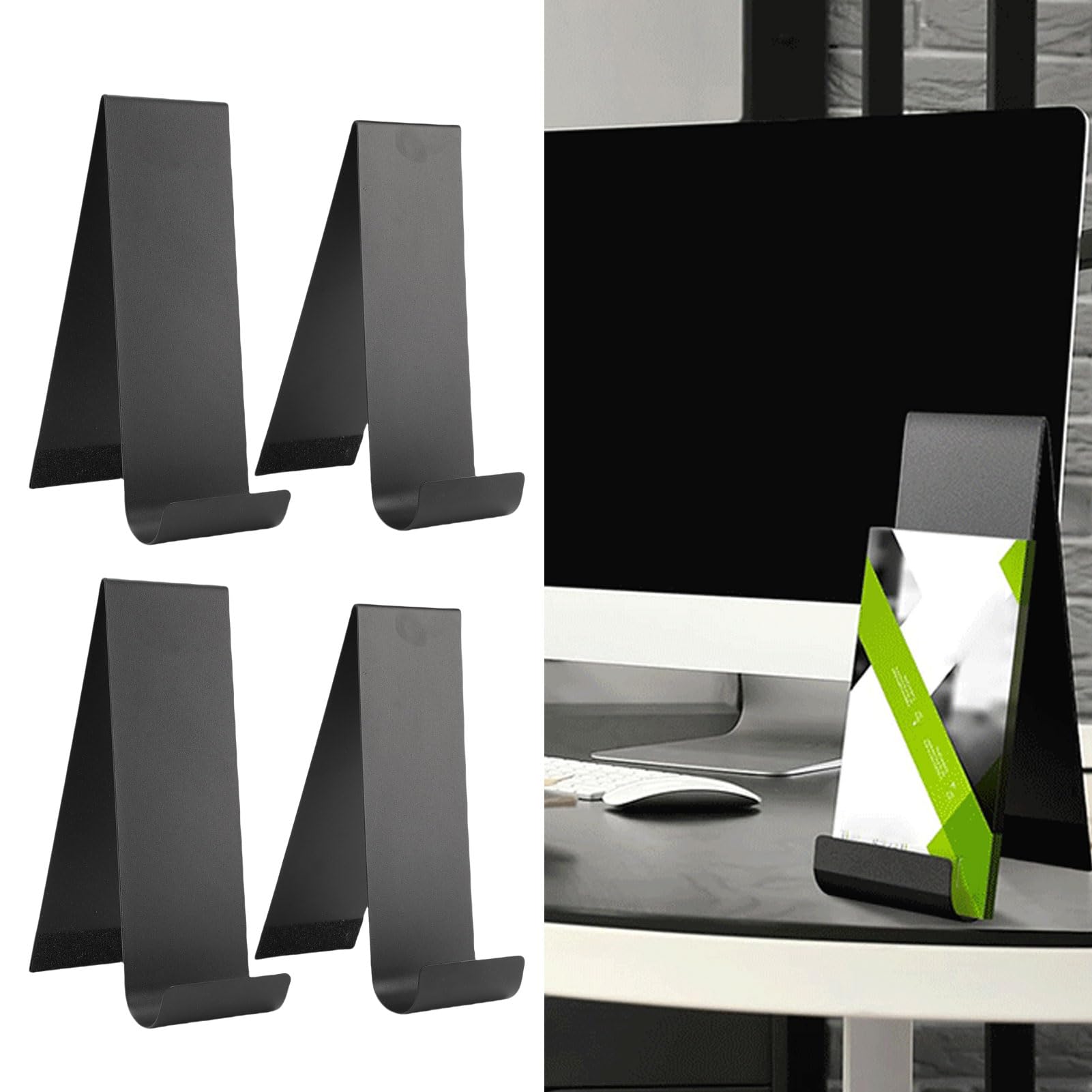 Yosoo Health Gear Stand per Display in Brochure in Metallo da 4 Pacchetti, Organizzatore di Letteratura da Tavolo Verticale per Negozi e Fiere, Supporto per Volantini per Controsoffitto Nero per