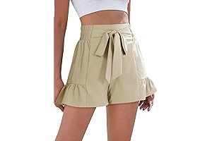 Breezy and Elegant: Embroidered Tie Knot Front Boho Shorts