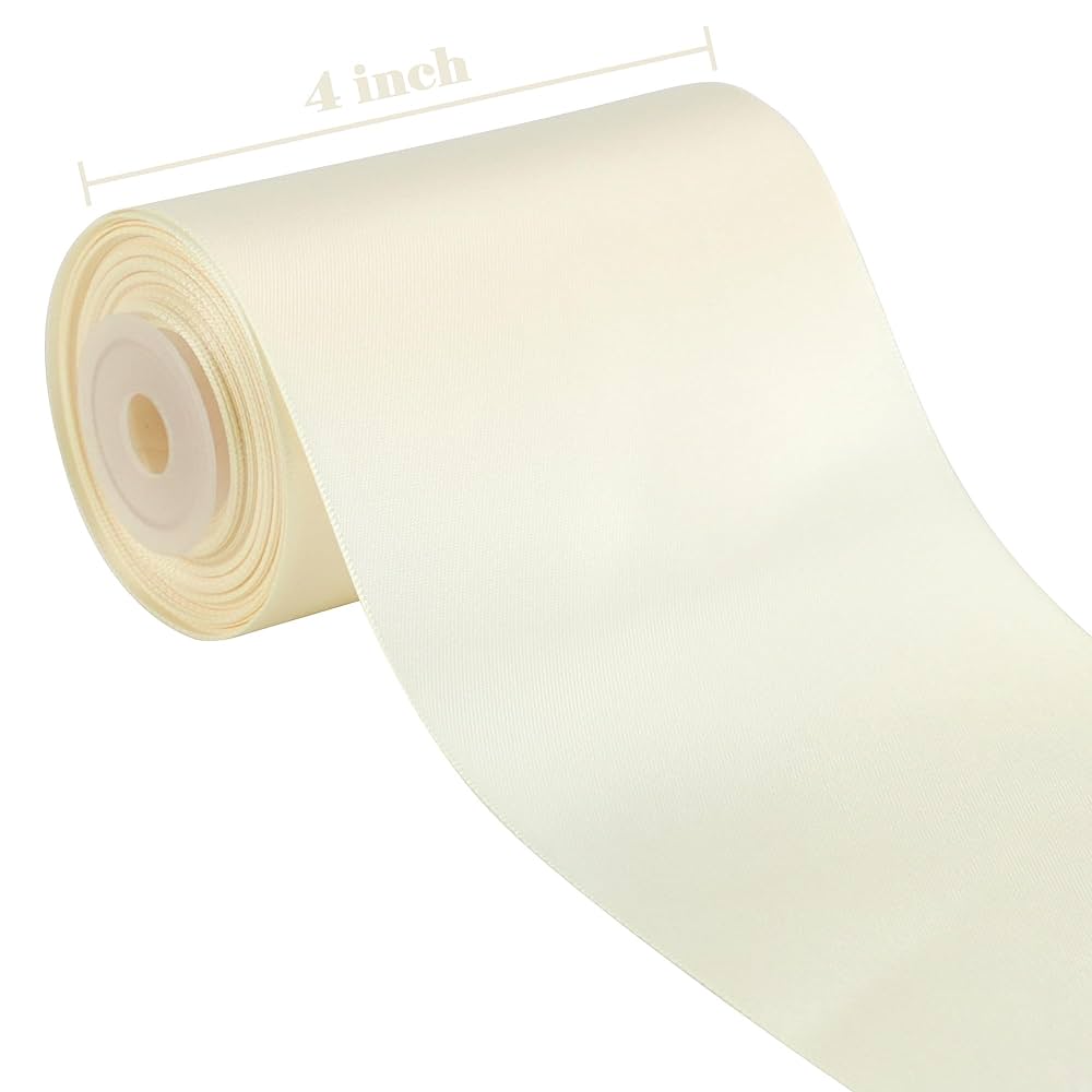 Amazon.com: HUIHUANG 4 inch Wide Satin Ribbon Ivory Solid