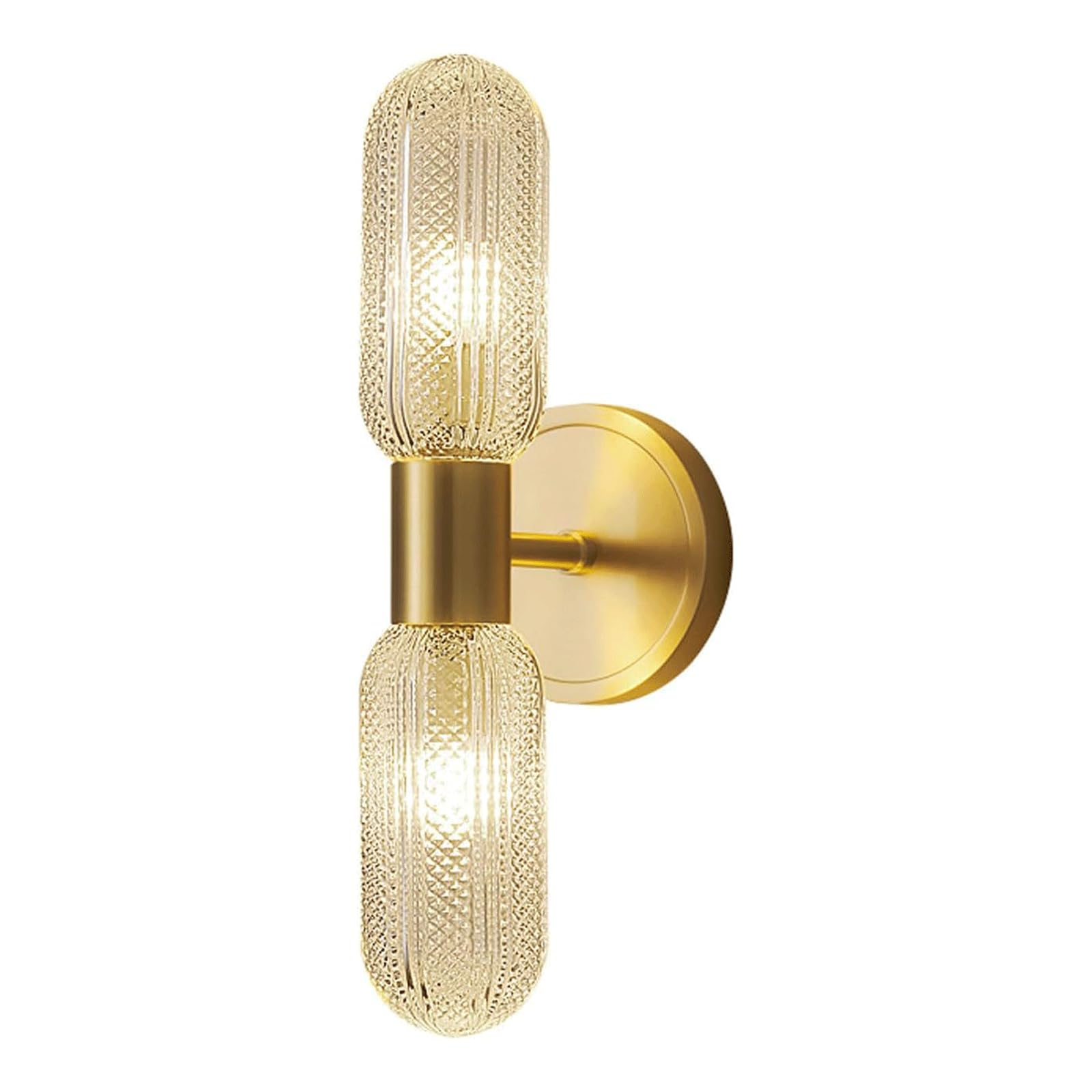 MYUYEE Brass Glass Wall Sconce Lighting 2-Light All Copper Luxury Indoor Bedside Crystal Wall Light Fixture