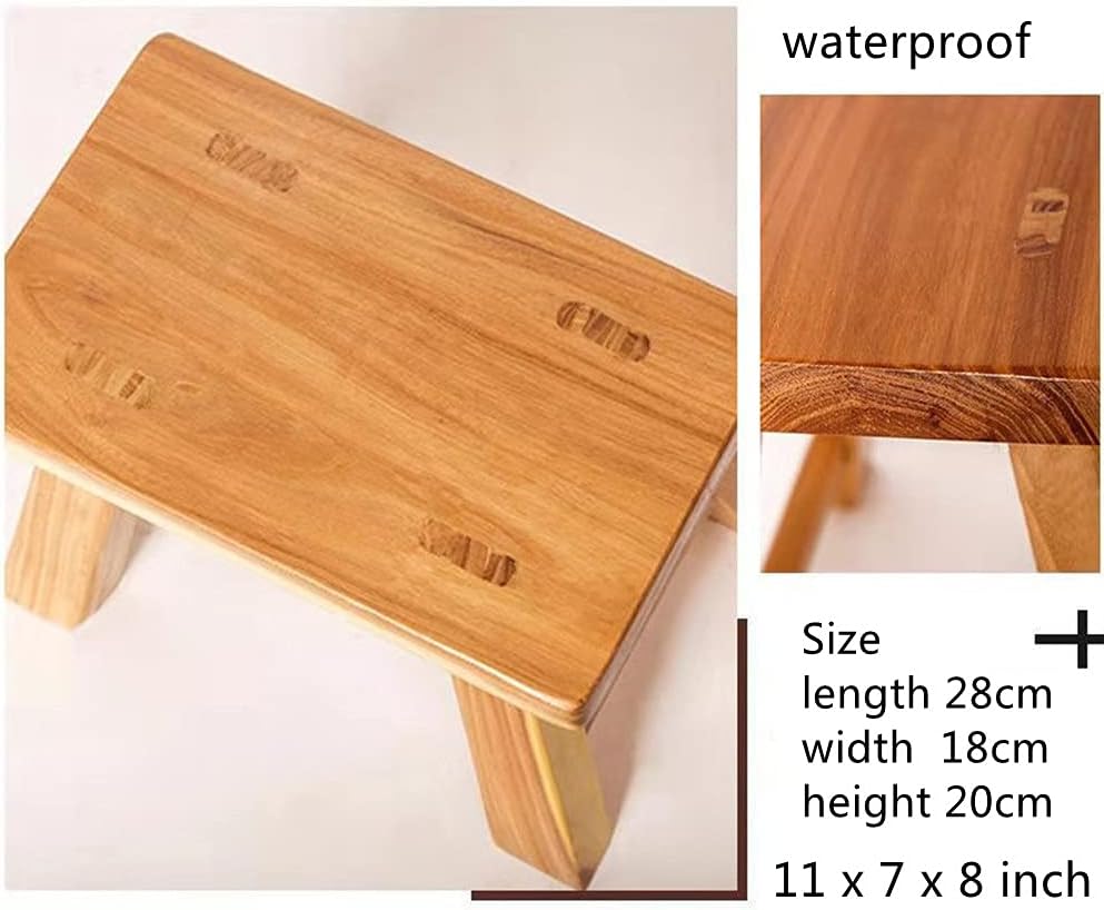 Sturdy Step Stool Footstool Solid Wooden 11 inch for Kids Adults Plant Stand Plant Stand Fishing Stool (Natural), Small