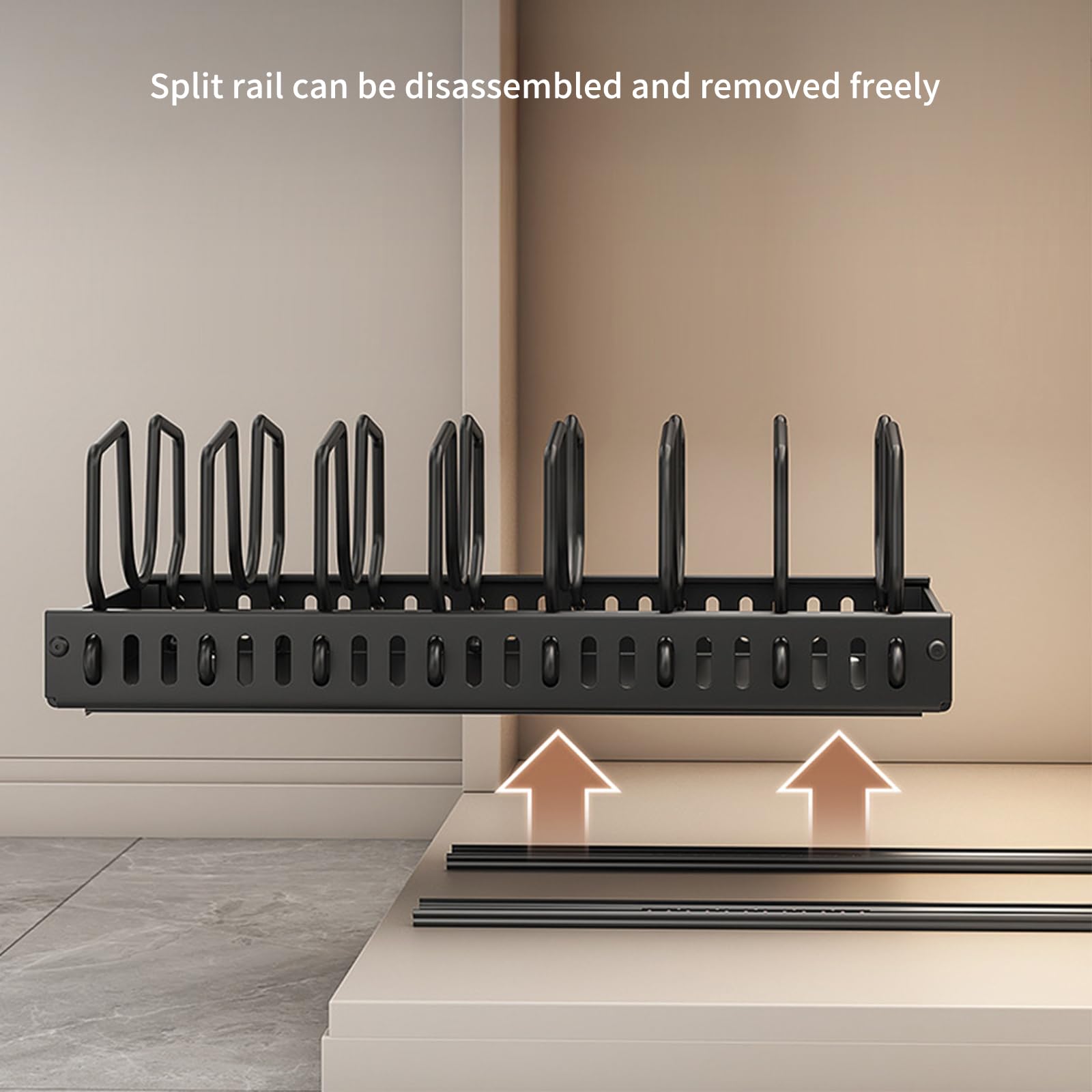 Organisateur Extensible de casseroles et poêles sous Le Placard, Lot de 2, Support de casseroles pour tiroir avec 8 séparateurs réglables, Support de pour Le Rangement et l'organisation de la Cuisine