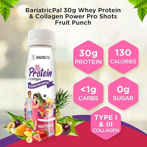 Miniatura 5 de BariatricPal 30g Whey Protein &amp; Collagen Power Pro Shots - Fruit Punch (6 Bottles)