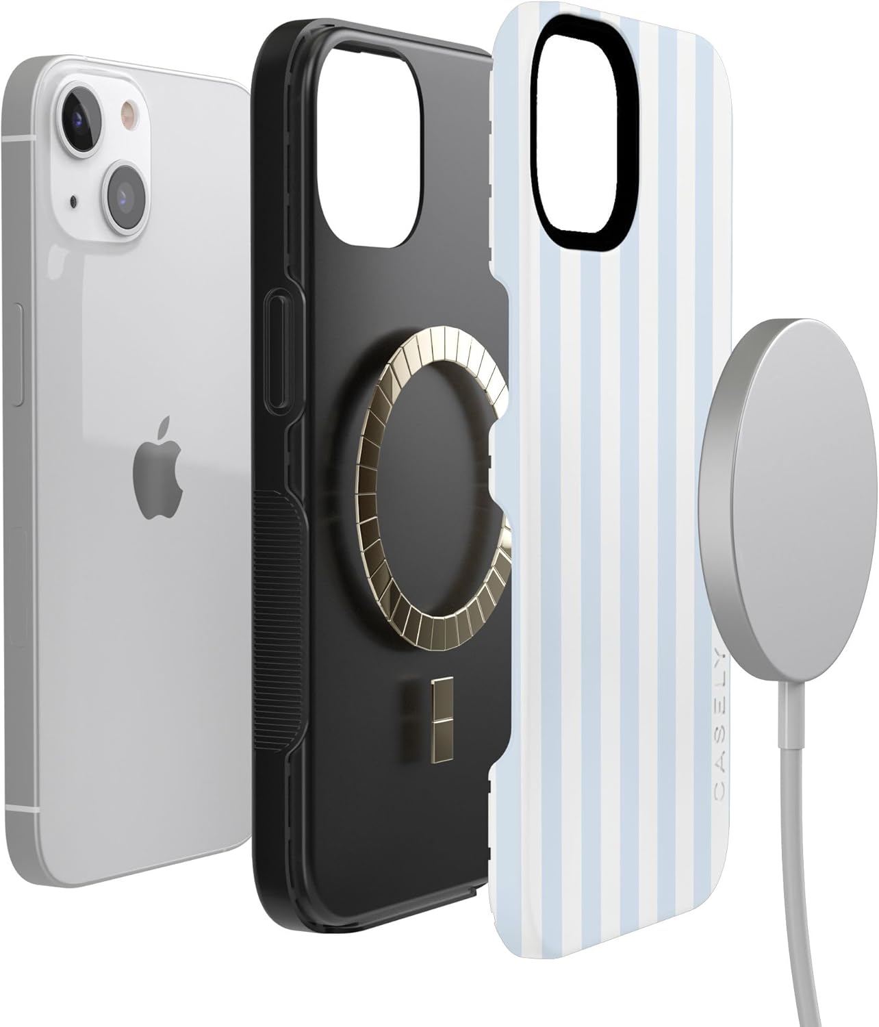 Casely iPhone 13 Case | Blue Stripes | Sunday Best | Bold Protective Design | Compatible with MagSafe