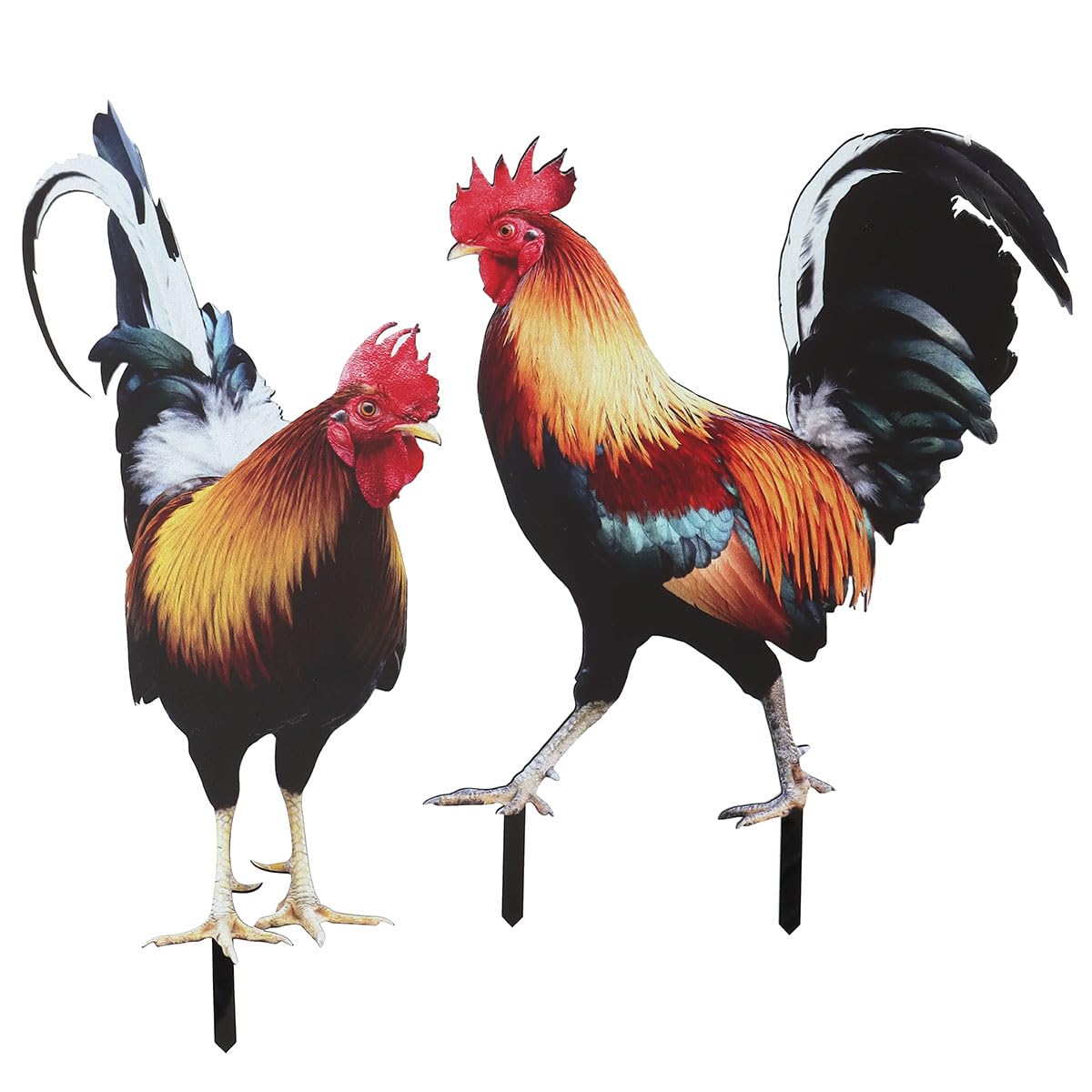 Acrylic Chicken Yard Stakes - Outdoor Garden Art, Rooster & Chicken Statues for Pathway, Patio & Lawn