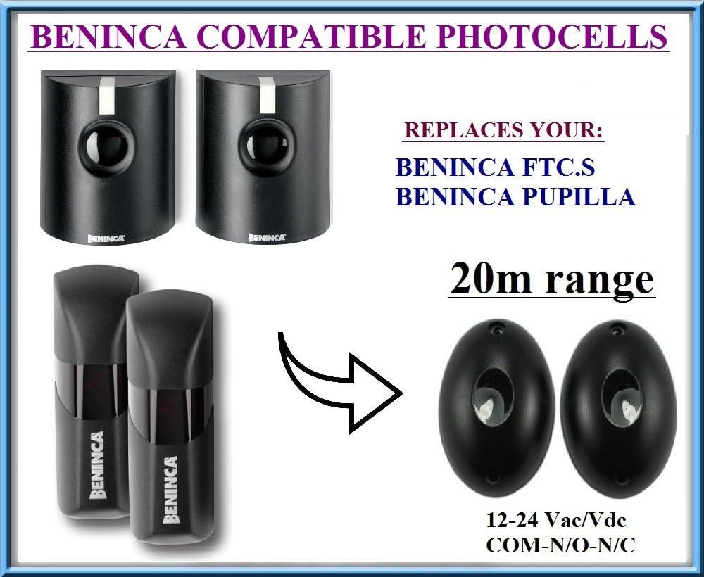 Beninca FTC.S / Beninca PUPILLA compatible universal infrared photocells / safety beam 12-24V, N.O-COM-N.C with 20m range!!!