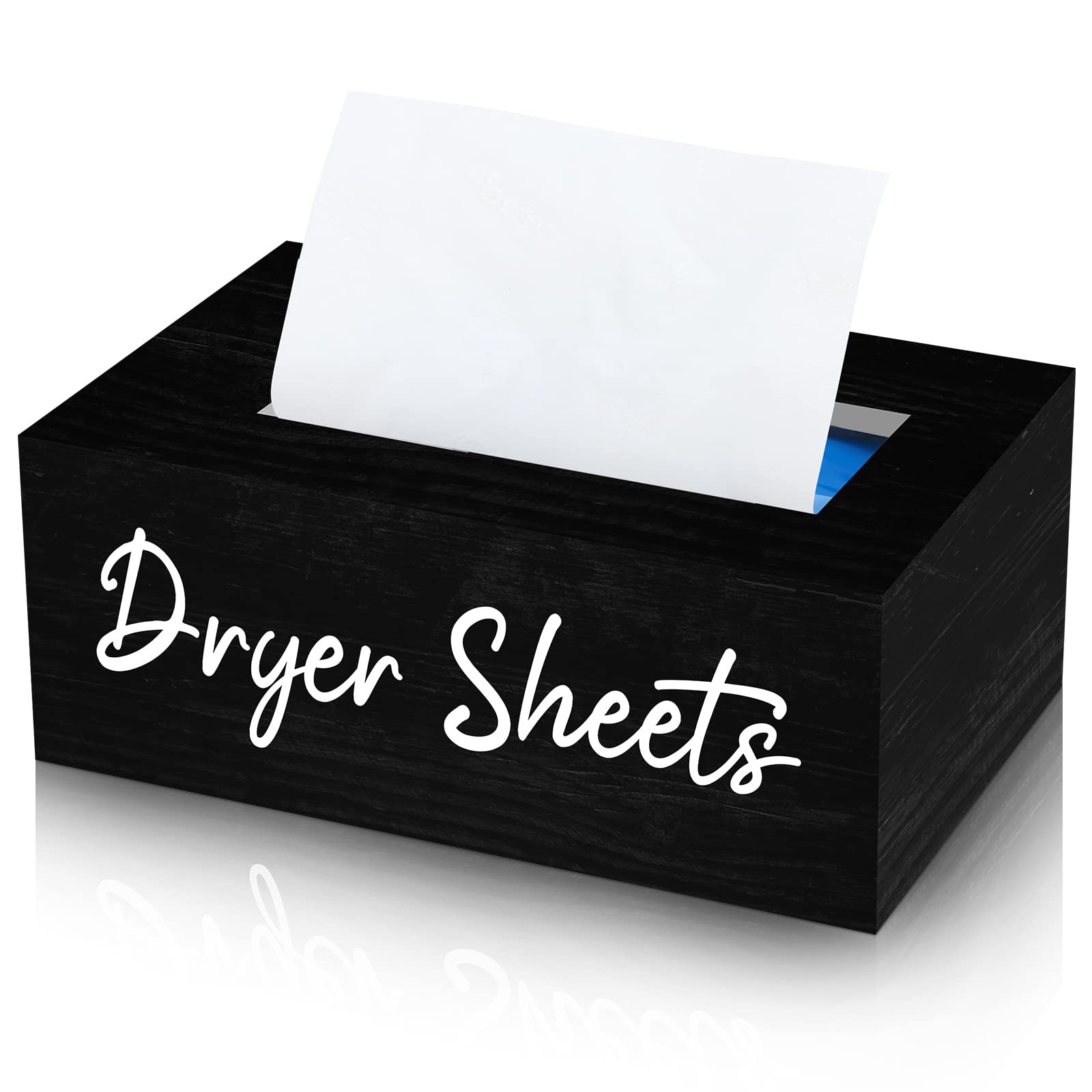 Blulu Dryer Sheet Holder for Laundry Room Wooden Dryer Sheet Container Sheets Dispenser Box Wooden Container Modern for Organizing Fabric Laundry Pods, 7.87 x 4.72 x 2.75 Inches(Black)