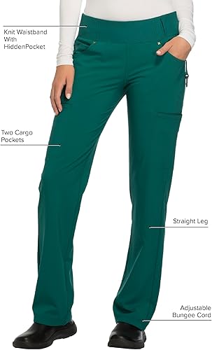 Miniatura 2 de Cherokee Pantalones Médicos para Mujeres de Tiro Medio Pierna Recta Pantalones de Uniforme Médico para Mujeres sin Cierre con 6 Bolsillos y
