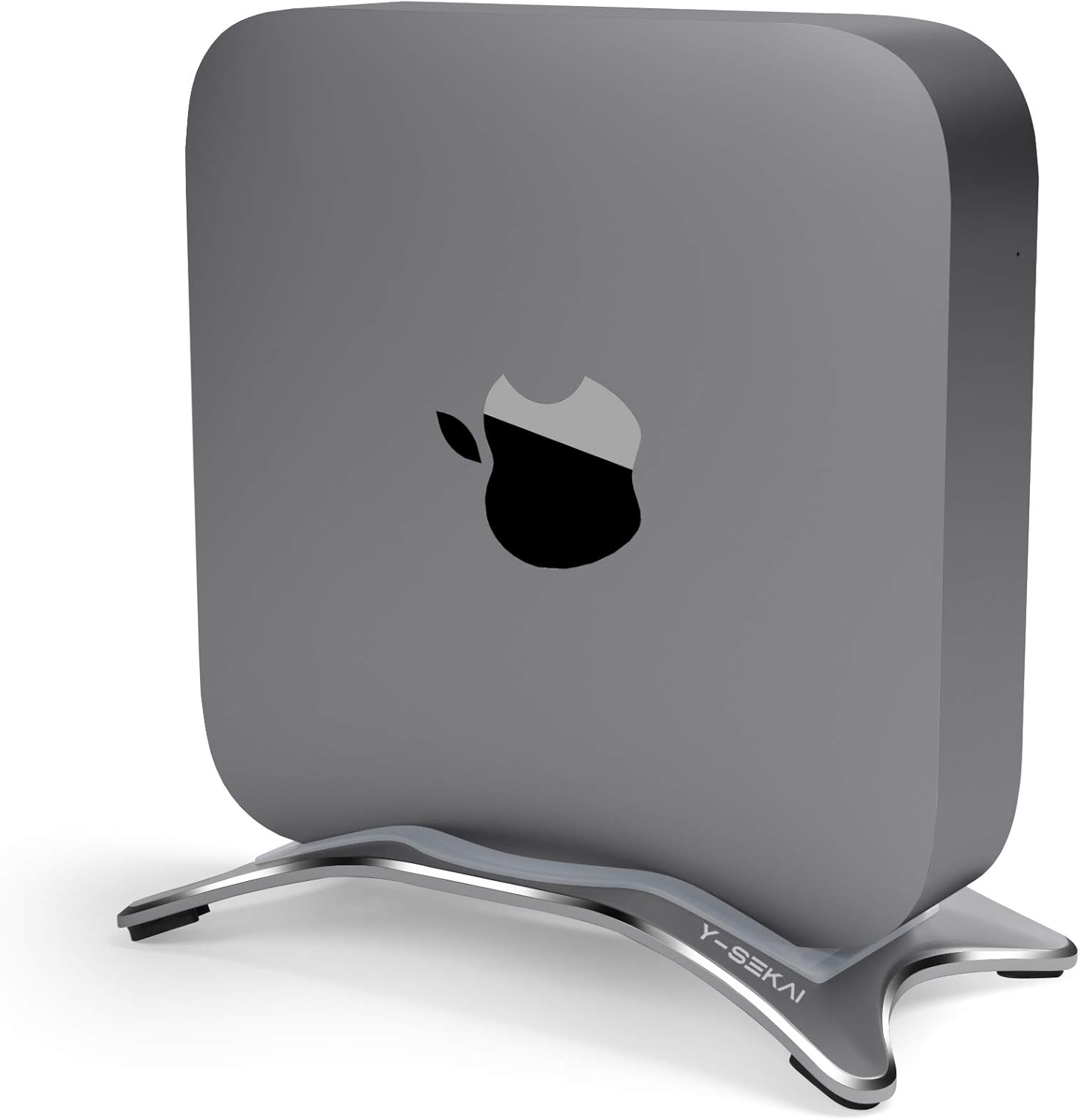 Alloy Desktop Stand for Mac Mini, Y-SEKAI Aluminum Vertical Stands Holder with Anti-Slip Rubber Feet Compatible with Apple MAC Mini 2010 - 2020 ( Space Gray )