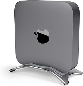 Alloy Desktop Stand for Mac Mini, Y-SEKAI Aluminum Vertical Stands Holder with Anti-Slip Rubber Feet Compatible with Apple MAC Mini 2010 - 2020 ( Space Gray )