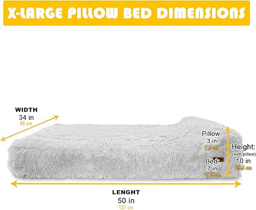 Miniatura 4 de Cama ortopédica jumbo para perros, cama para mascotas de espuma viscoelástica de 7 pulgadas de grosor con almohada con funda extraíble y forro