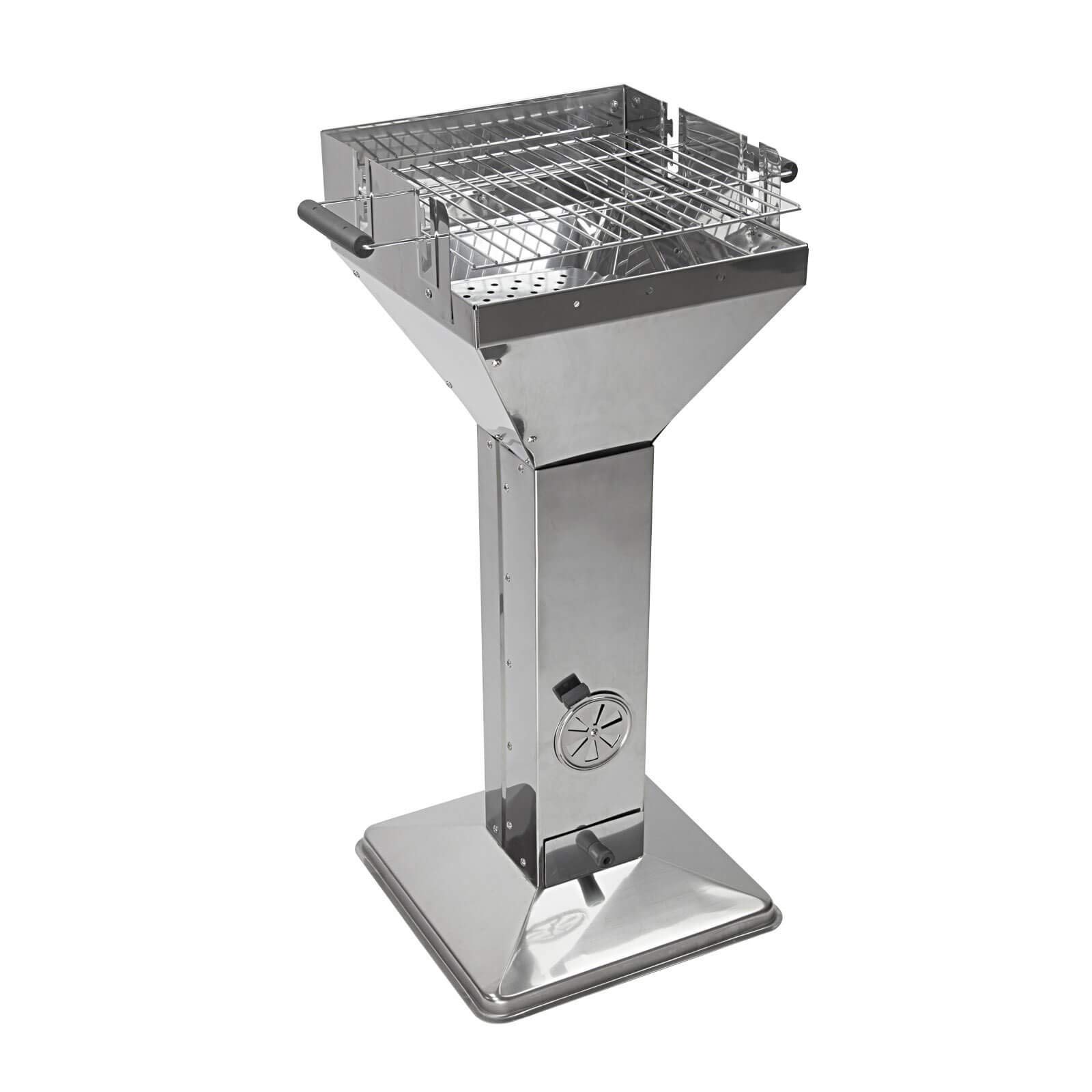 DEMA Grill kolumnowy 52,5 x 41,5 x 94 cm – grill lejkowy, grill na węgiel drzewny, grill węglowy, ze stali nierdzewnej, wytrzymały i odporny na wysokie temperatury, idealny do ogrodu, na taras i do