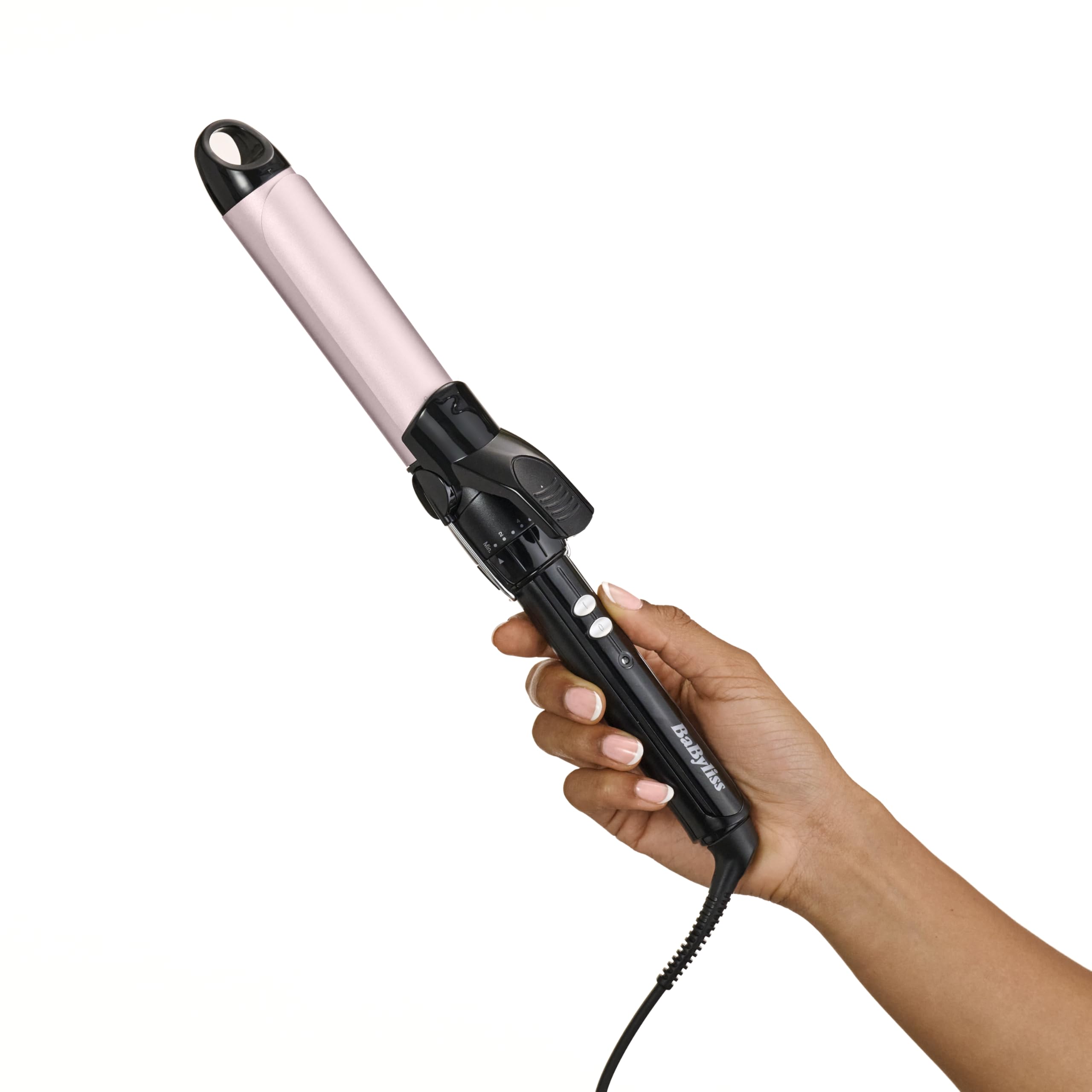 BaByliss Ferro arricciacapelli 32mm, Satin Touch, 10 temperature, riscaldamento rapido, supporto integrato, Nero e rosa, C332E