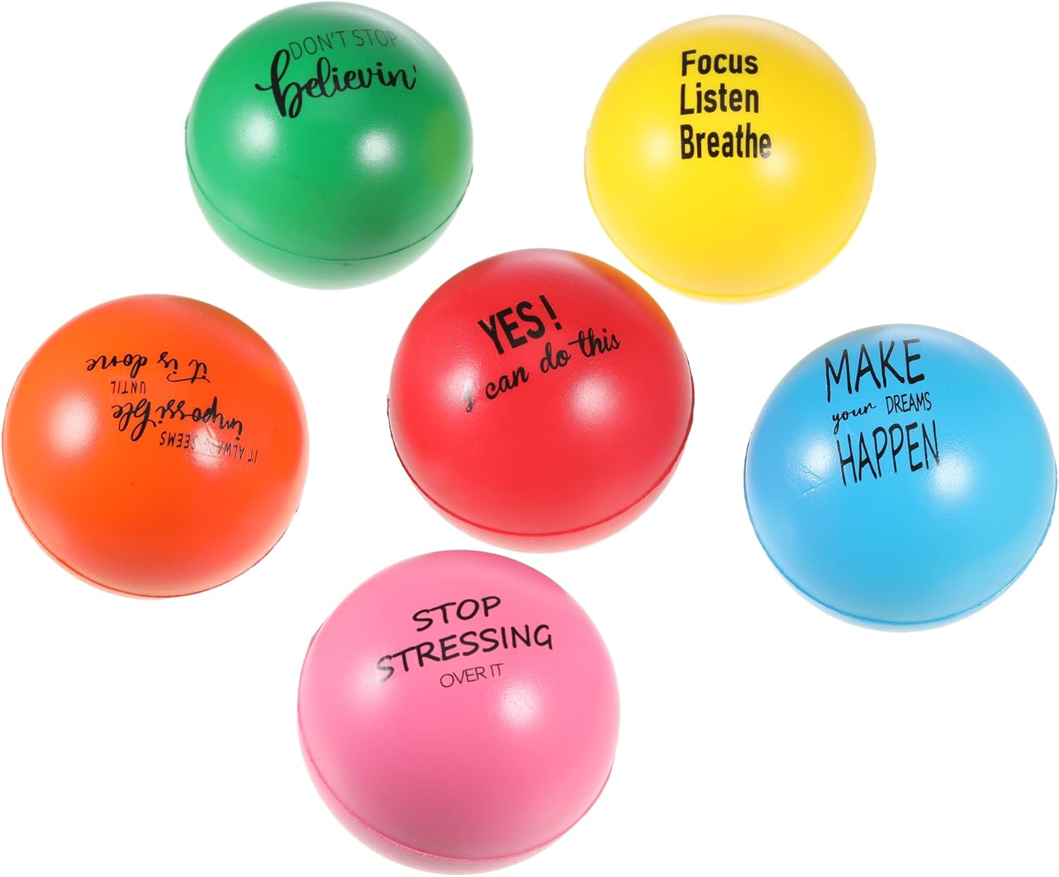 6 Pack Motivational Stress Balls, Stress Relief Balls for Kids and