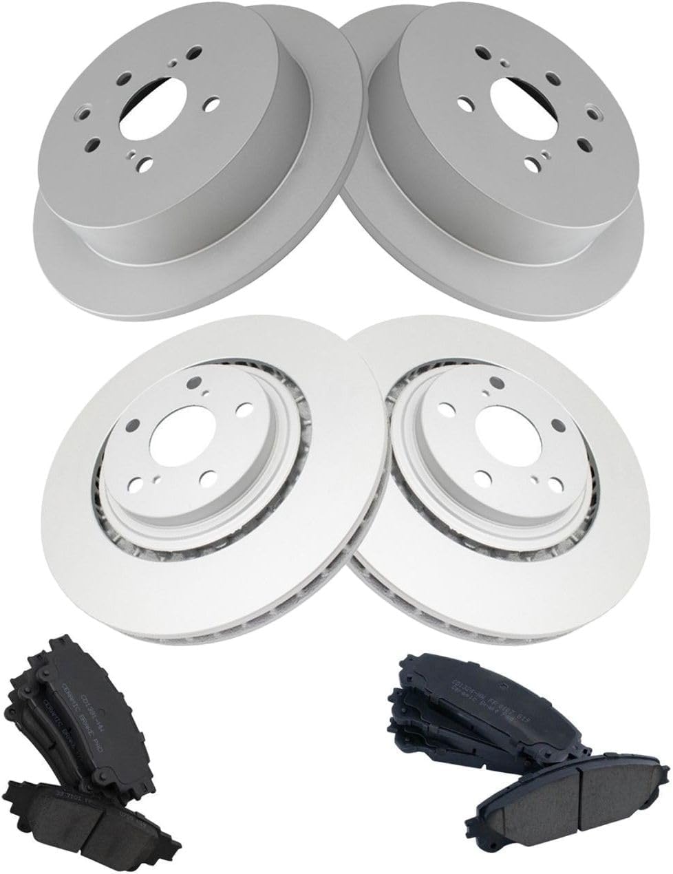 Front & Rear Ceramic Brake Pad & Coated Rotor Kit W/ 5 Lug-Wheel Lug Count for Lexus for RX350 3.5L 10-15,for Toyota for Highlander 2.7L/3.5L 14-19 for Sienna 2.7L 11-12 & 3.5L 11-20