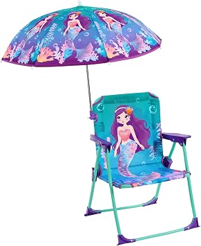 WERNNSAI Kids Beach Chair with Umbrella, Toddler Folding Camping Chair