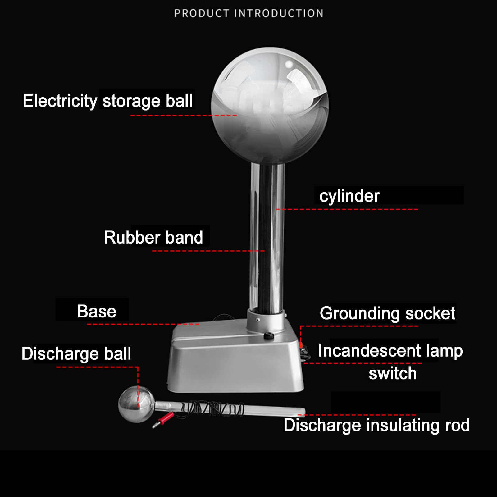 Generatore Elettrostatico Motorizzato Van De Graaff, Esperimenti Scientifici STEM, Azionato da Motore, con Bacchetta di Scarica, per Dimostrazioni di Laboratorio su Elettricità E Magnetismo