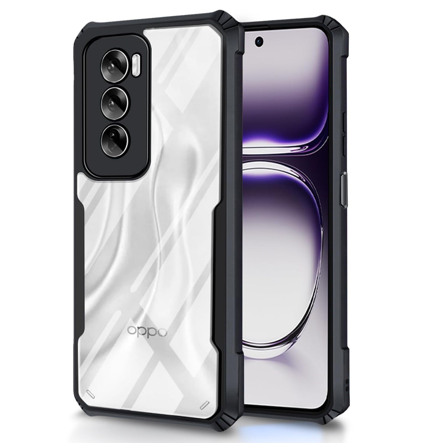 SHINESTAR Oppo Reno 12 Pro 5G Back Cover Case | Ultra Thin 360 Degree Protection Crystal Clear Tranparent Bumper Back Cover Case for Oppo Reno 12 Pro 5G - Black (B0D9LYFGQ5) Amazon Price History, Amazon Price Tracker