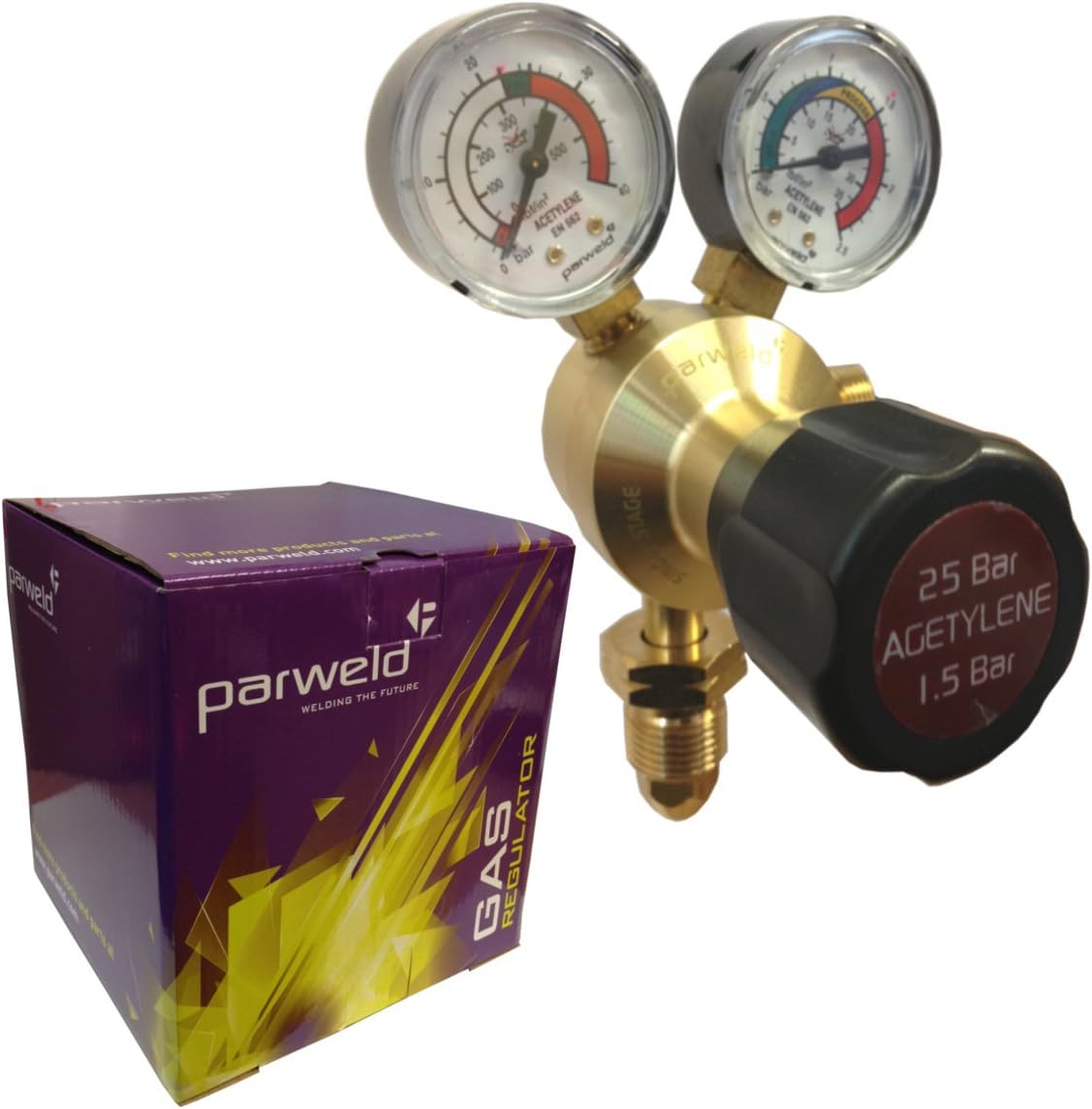 – Acetylene single stage regulator twin gauge - Gas cutting welding regulator