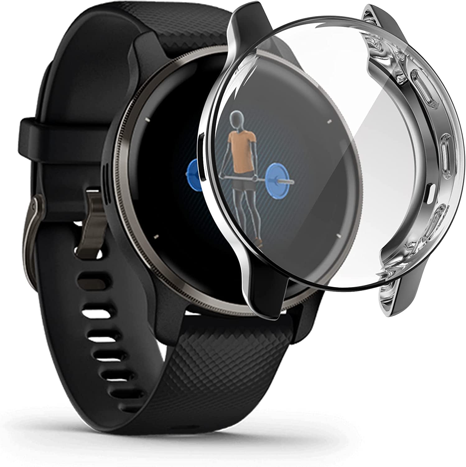 M.G.R.J® Full Screen Coverage Soft TPU Case Cover for Garmin Venu 2 Plus GPS Smartwatch (1.4" inch) (Flexible|Silicone|Black) (B0B7JWJ6HH) Amazon Price History, Amazon Price Tracker