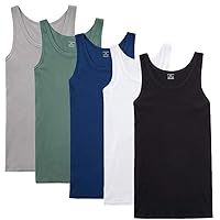 NUOZA Canottiera Uomo Pacco da 5 100% Cotone Canottiera-Nero Bianco Grigio Marino Oliva,5XL