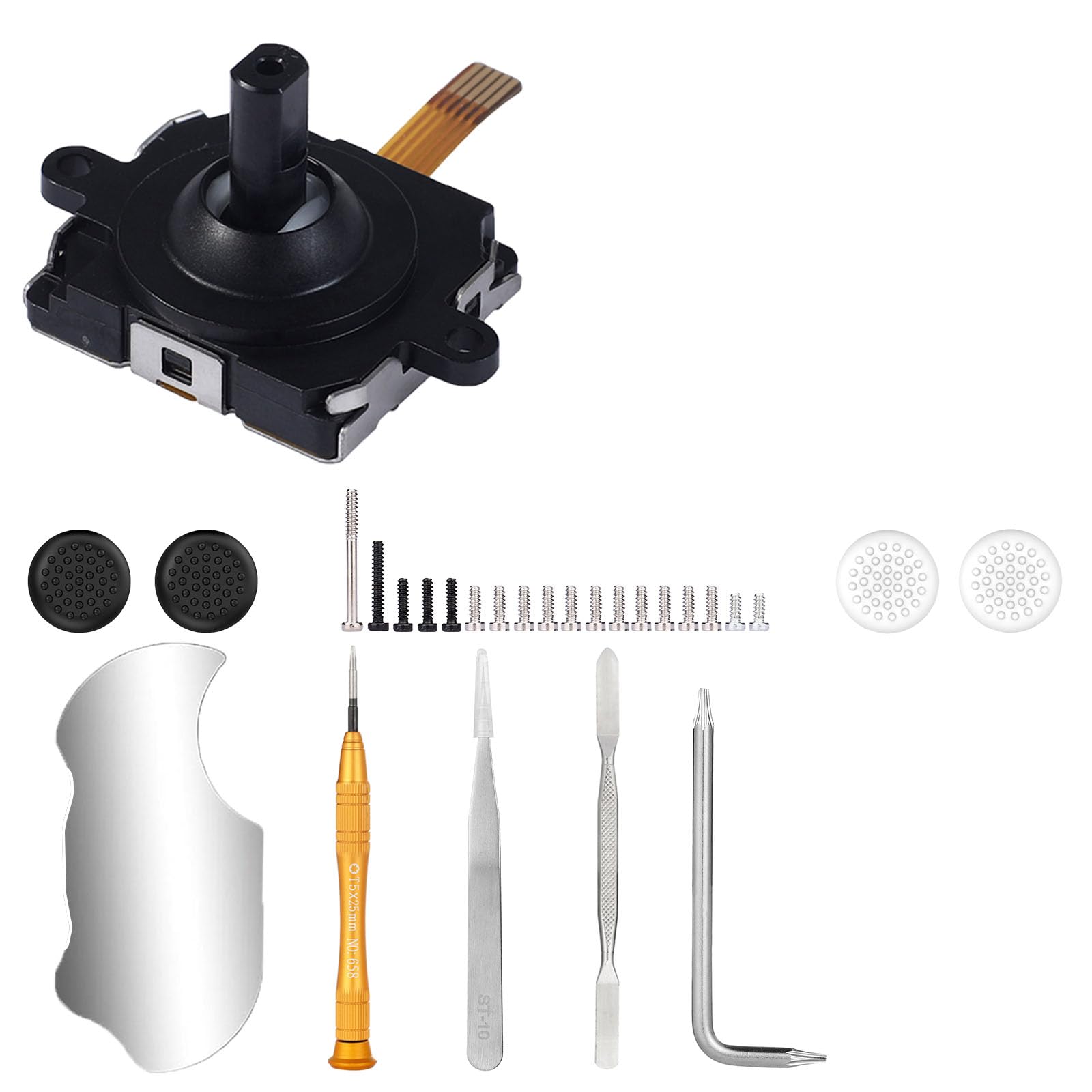 Ikpek 1 Pack Joystick Replacement Kit for Oculus Quest 2 Controller, 28 in One Repair Kit for Meta Quest 2 Controller, Include 1 Thumb Sticks, 4 Thumbstick Grips, 18 Screws, 2 T5 Screwdrivers and More