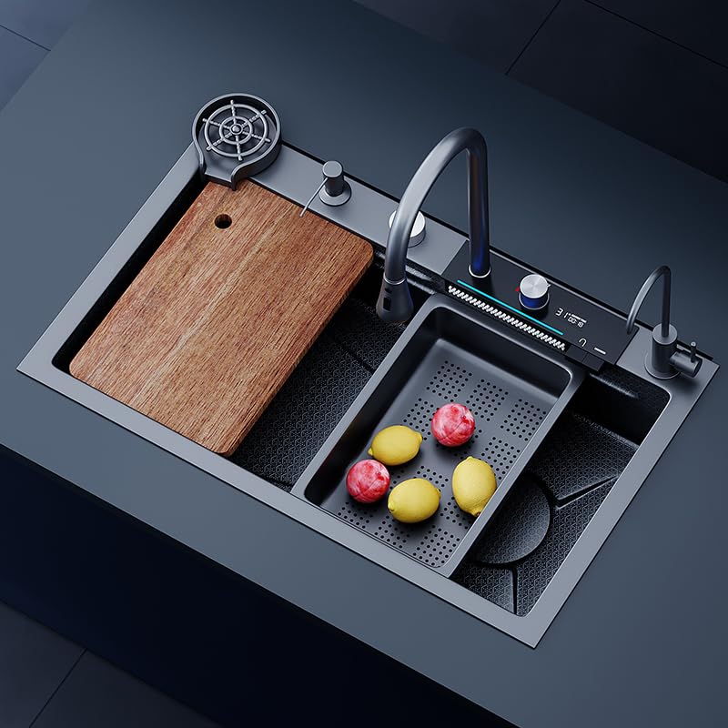 Kitchen sink thickened with 4.0 thick 304 stainless steel nano coating multifunctional vegetable washing basin (31.5 x 17.7x8 9Inches)