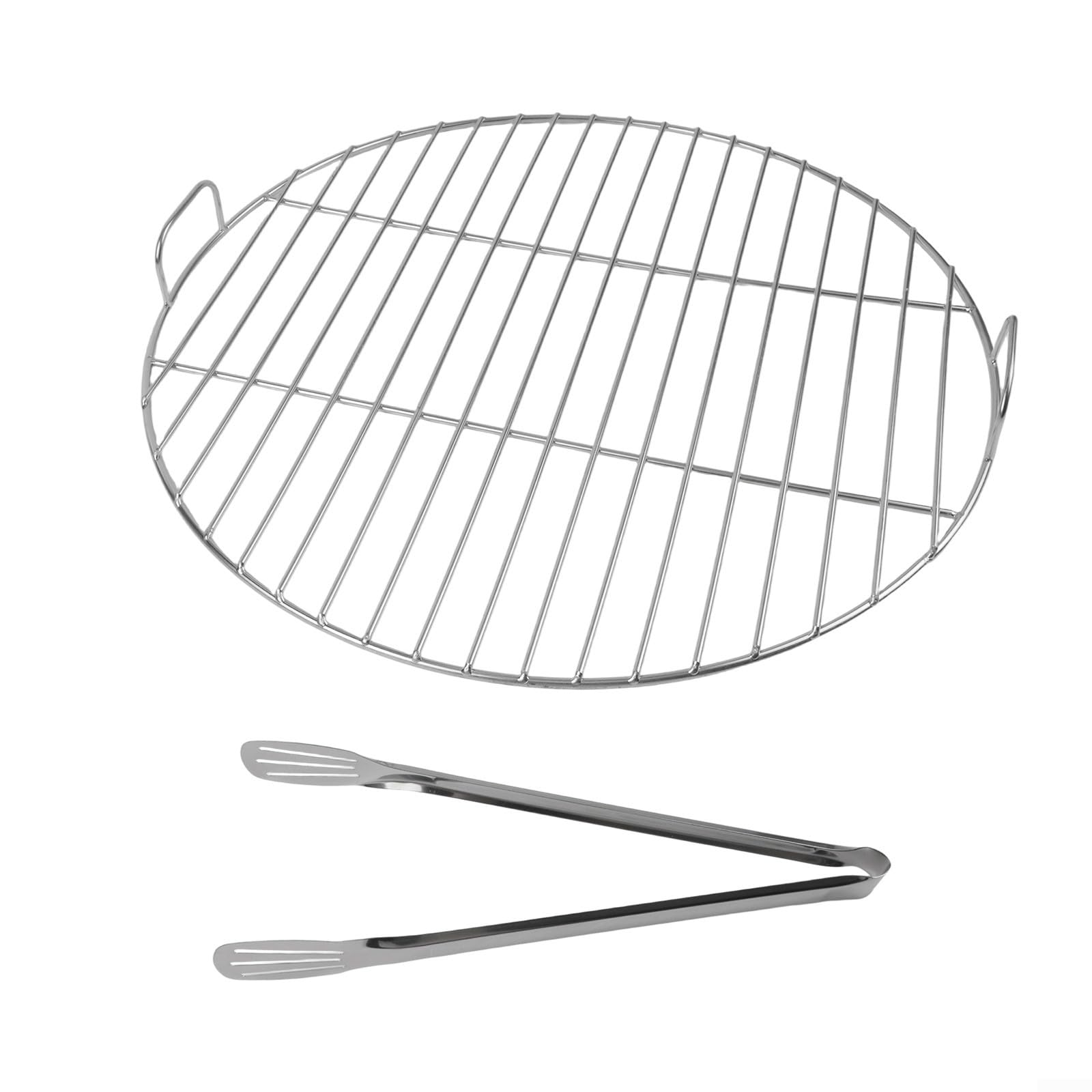 Griglia di cottura in acciaio inox con manico a rete rotonda adatta per Weber 7432 57 cm Kettle Grills BBQ Parte di ricambio per barbecue a carbone (53 cm)