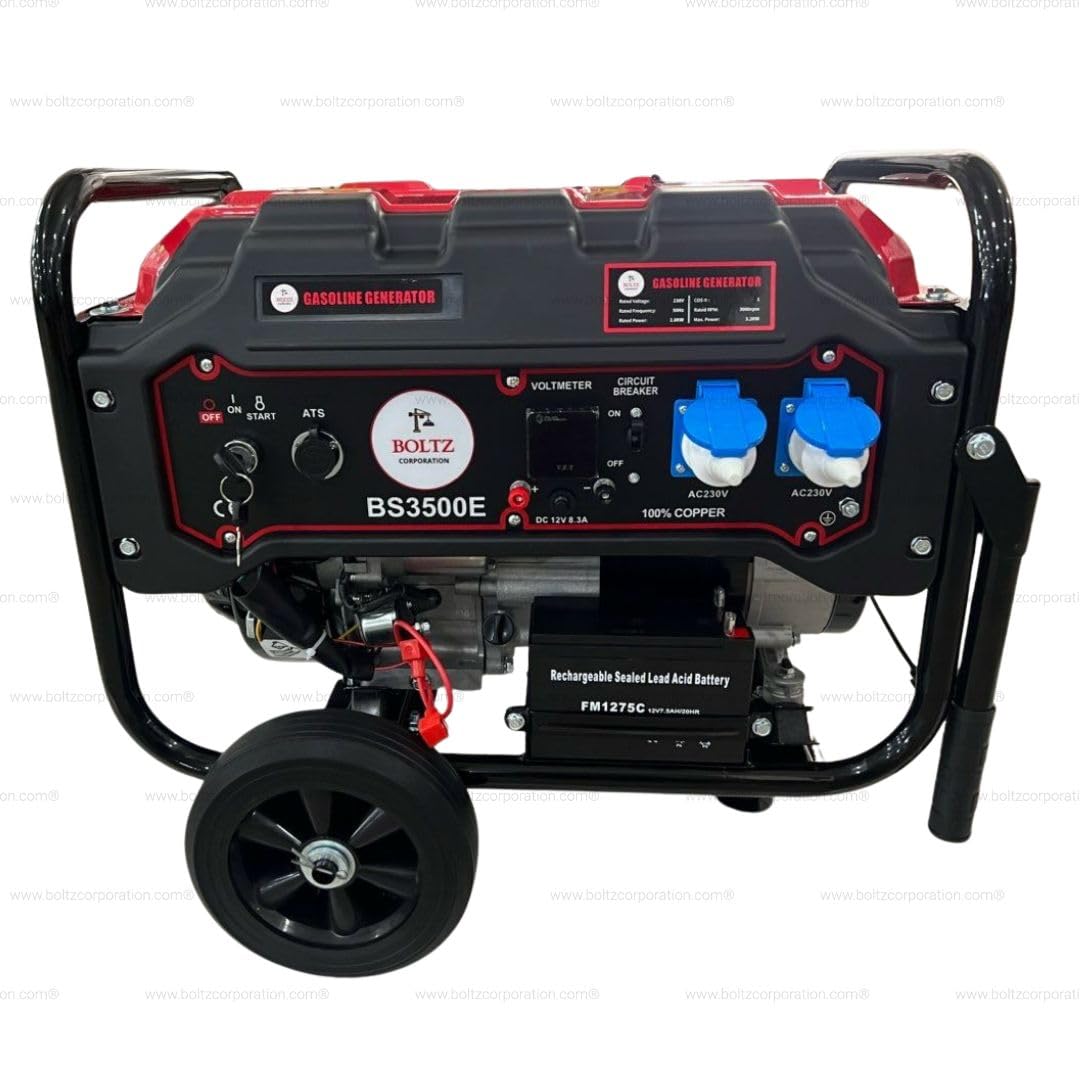 Boltz 3 KVA Gasoline Generator with Wireless Remote Start, ATS Connector, 15L Fuel Tank, 230V, 3.2KW Max Power