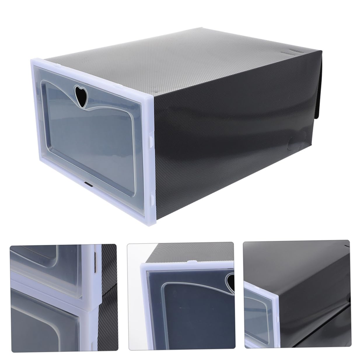 Scatola Organizer per Scarpe 6 Pezzi Pp Nera Struttura Cassetto | Design Forato Traspirante, Accesso Comodo, Robusta e Resistente, per Ordine Nell'armadio e Nelle Stanze