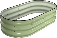 Vista 23 de Kit de Cama de Jardín Elevada, Caja de Plantación Galvanizada de 6 x 3 x 1 pies para Exteriores con Bordes de Seguridad, Camas Elevadas de Metal