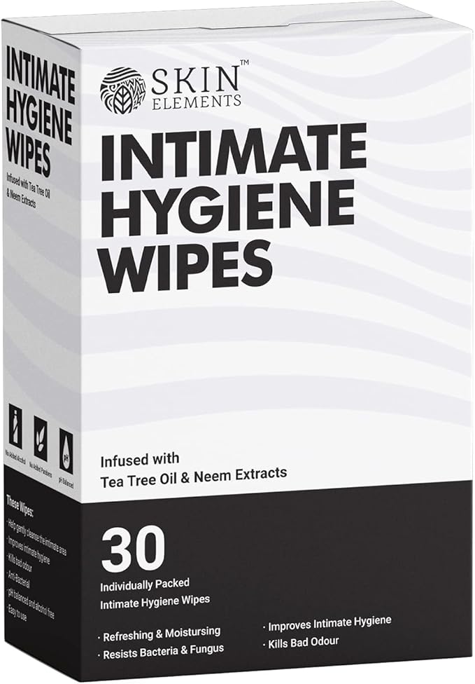 Skin Elements Intimate Hygiene Wipes pH Balanced Wipes with Tea Tree Oil Avoids Itching and