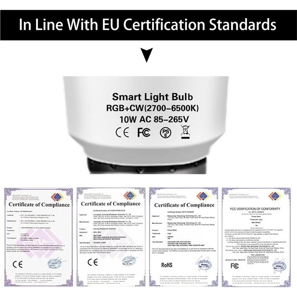 RZL Iluminación, Paquete de 10 bombillas LED inteligentes AC85-265V E27 10 W/12 W/15 W/18 W RGBCW Bombilla WIFI controlada por voz(12W)