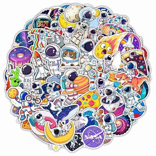 100Pcs Space Stickers for Water Bottle Laptops - Outer Space Gifts Party Supplies & Decoration - Astronaut Rocket Stickers - Gift for Women & Men