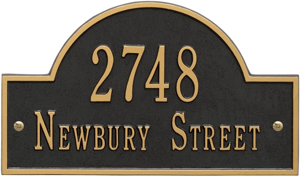 Comfort House Personalized Cast Metal Address Plaque - House Number, Standard Size, Lawn Yard Stake Mount # J0343L1