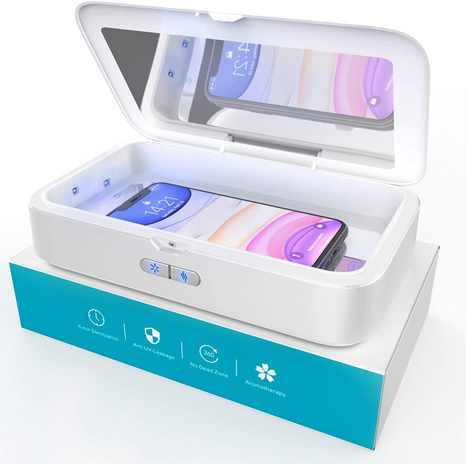 Newild Cell Phone UV Sanitizer, Portable Sterilizer, Durablel UV, UVC Light Cleaner Box with Aromatherapy Function, Disinfector for Mobile Phone Toothbrush Keys Jewelry Watch