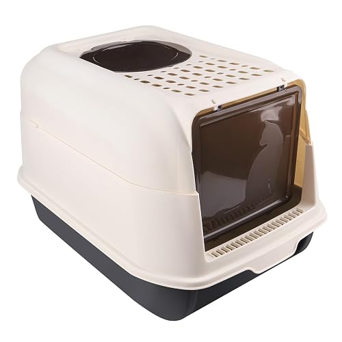 Arenero para Gatos, Caja Arena con Bandeja Extraíble, Pala, Cepillo, Espacioso,Antichapotones, para Raza…