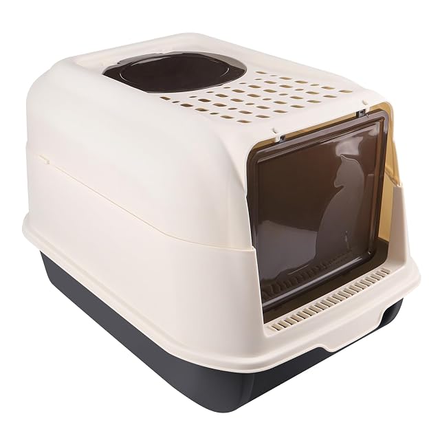 Arenero para Gatos, Caja Arena con Bandeja Extraíble, Pala, Cepillo, Espacioso,Antichapotones, para Raza…