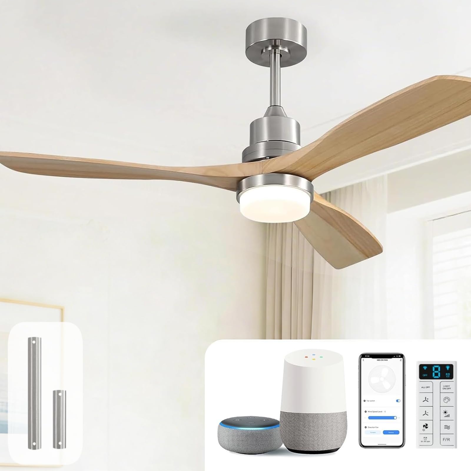 Sofucor 52" Wood Ceiling Fan with Lights & Remote -31