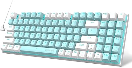 E-YOOSO Mechanical Keyboard, Wired Compact Computer Keyboard, Backlit Gaming Keyboard 94 Keys with Arrow Keys & Numpad for PC/Mac Gamer, Typist, Linear Red Switch