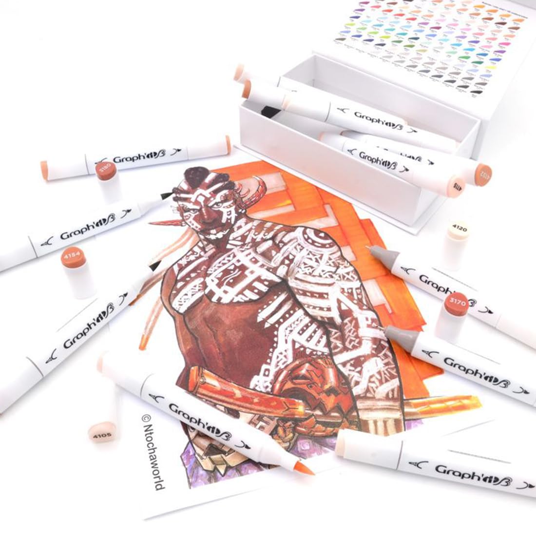 GRAPH'IT Brush Marker Set de 12 rotuladores de alcohol de doble punta para dibujo de manga e ilustración, punta extra fina y pincel - Set People