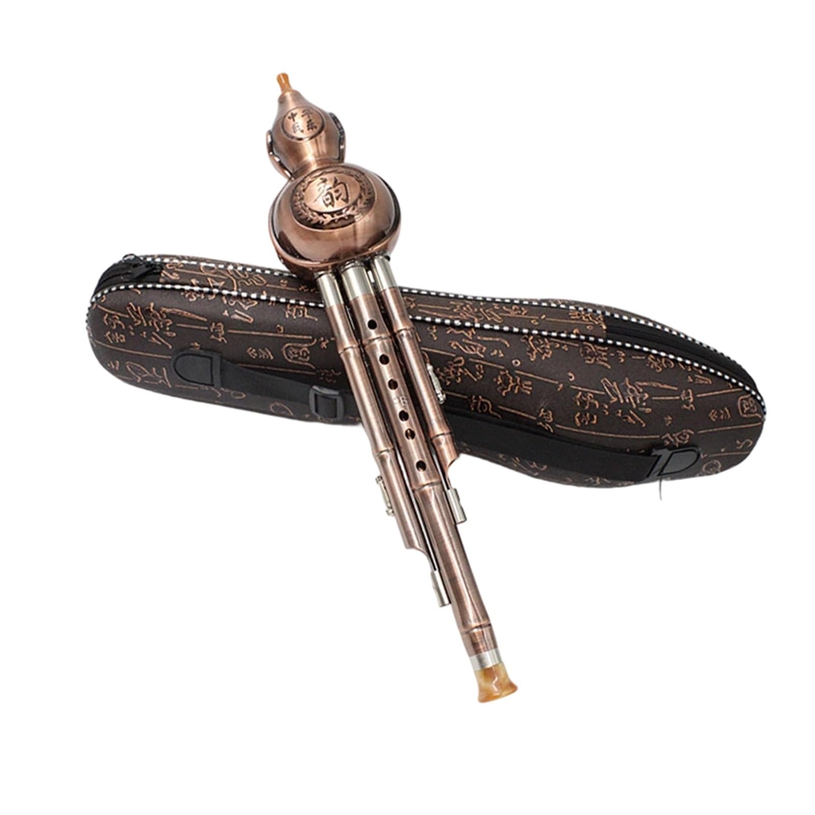 Strumento A Fiato Hulusi In Metallo Spazzolato Placcato In Rame(Bb Key Box)